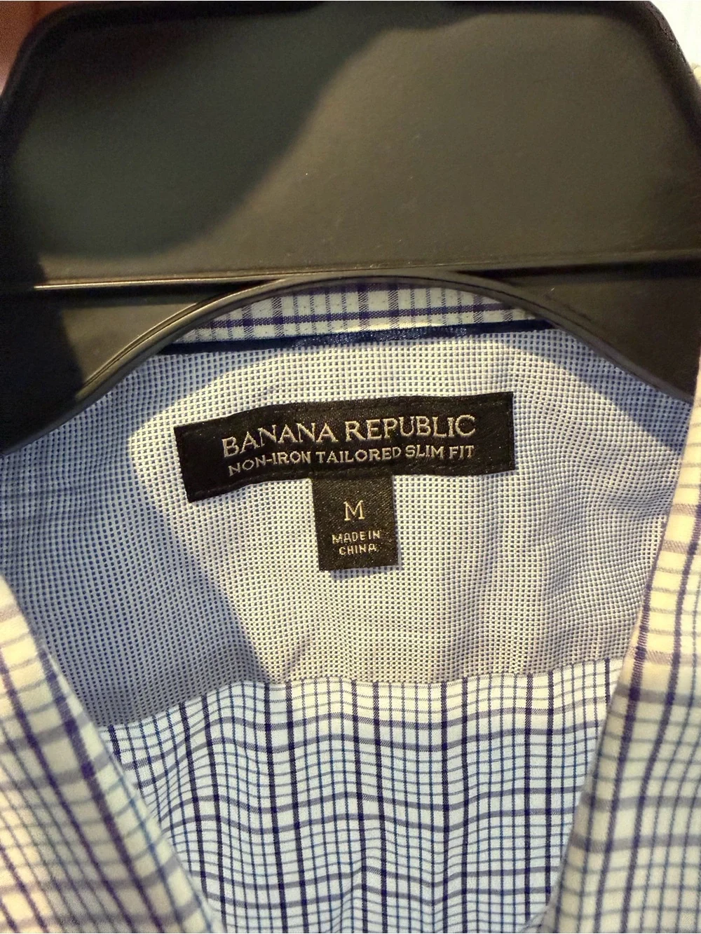 Banana Republic Blue and White Checked Dress Shirt
